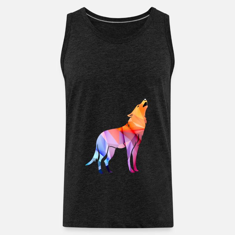 Heulender Polygon Wolf - Männer Premium Bio Tank Top - Anthrazit