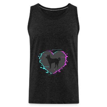 Kanaan-Hund im Herz mit Retro Look - Männer Premium Bio Tank Top - Anthrazit - Vorne - Alexander (188cm)