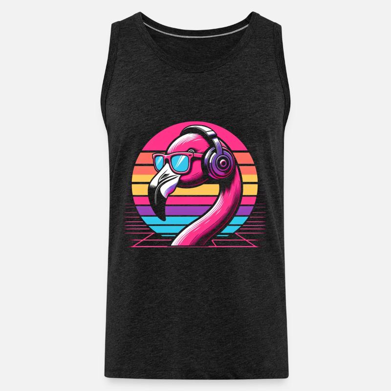 Flamingo Techno Musik - Männer Premium Bio Tank Top - Anthrazit