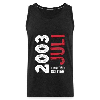 Limited Edition Juli 2003 - Geburtstag - Geschenk - Männer Premium Bio Tank Top - Anthrazit - Vorne - Alexander (188cm)