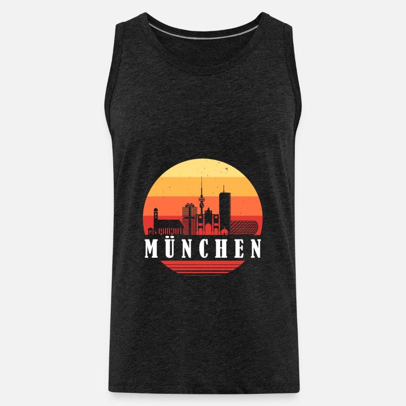 München Retro Skyline - Männer Premium Bio Tank Top - Anthrazit