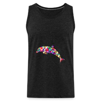 Delfin Mosaik Bunt - Männer Premium Bio Tank Top - Anthrazit - Vorne - Alexander (188cm)