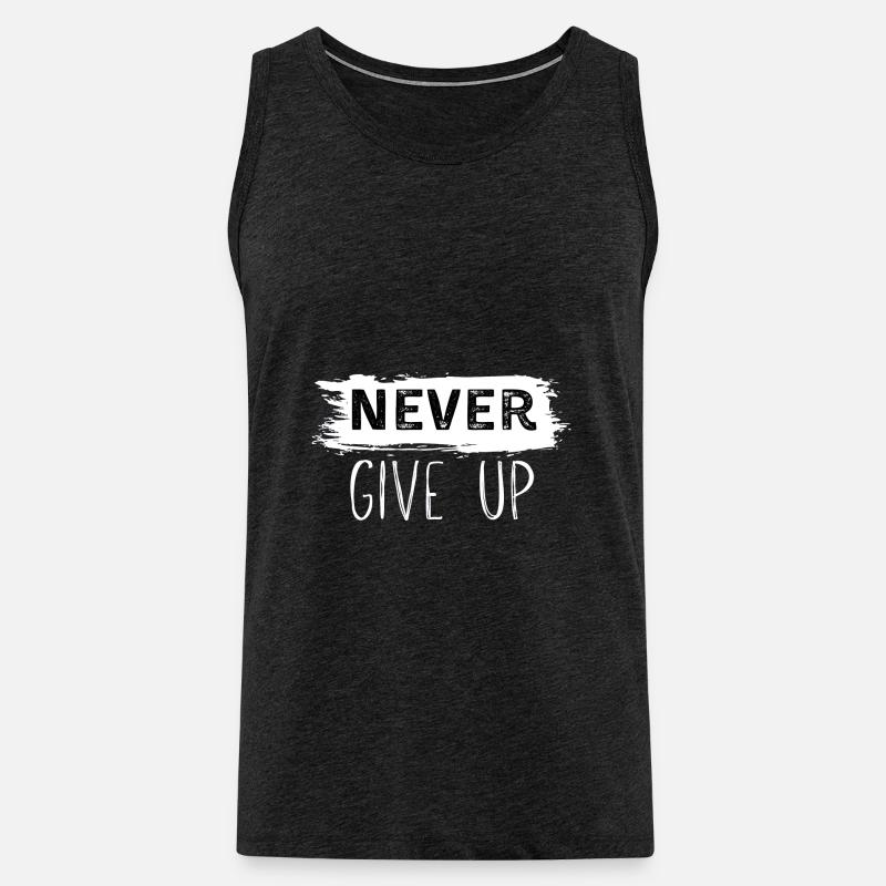Never Give Up - Männer Premium Bio Tank Top - Anthrazit