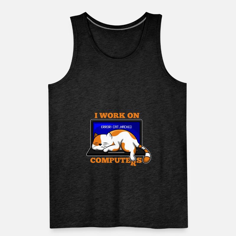 Katze und Computer, die Programmierergeschenk zerhacken Männer Premium Bio Tank Top