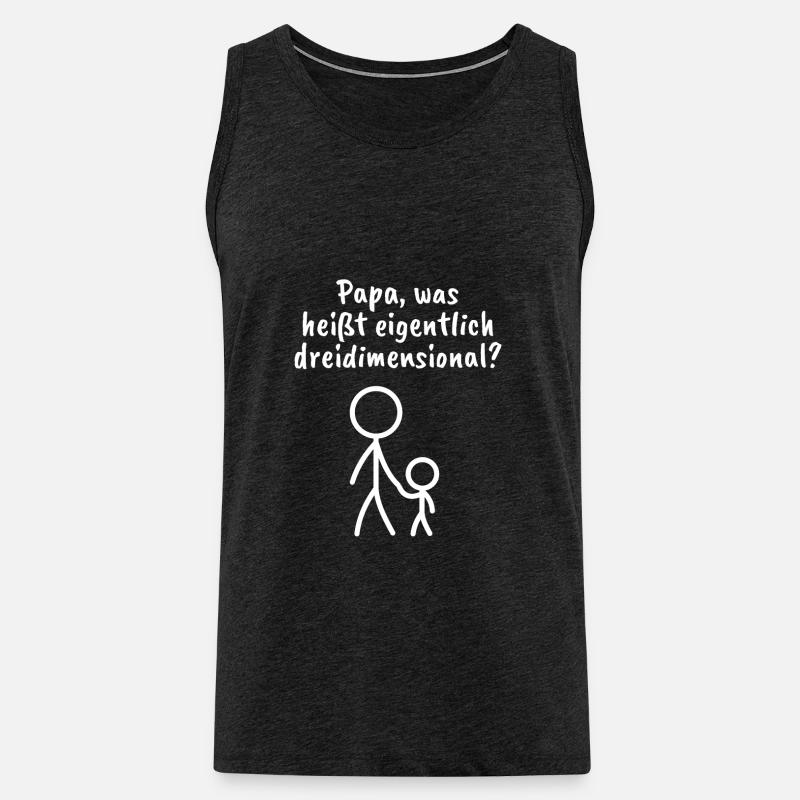 Strichmännchen - Spruch - Dimension - Ironie - Männer Premium Bio Tank Top - Anthrazit
