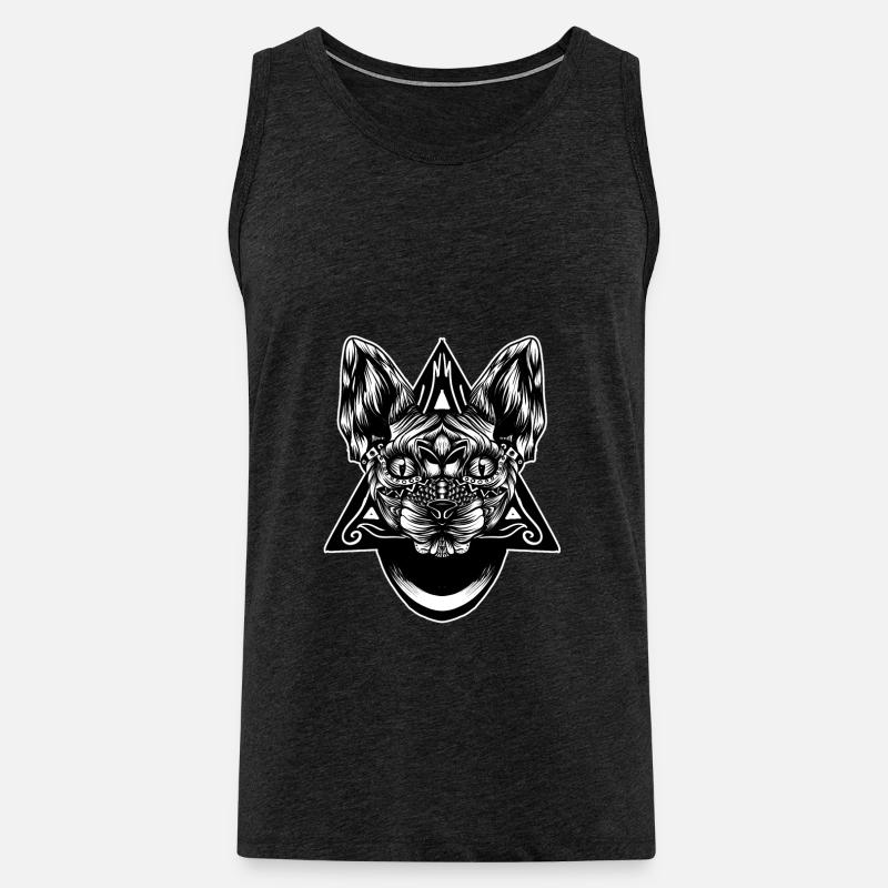 Sphynx Muster bw - Männer Premium Bio Tank Top - Anthrazit