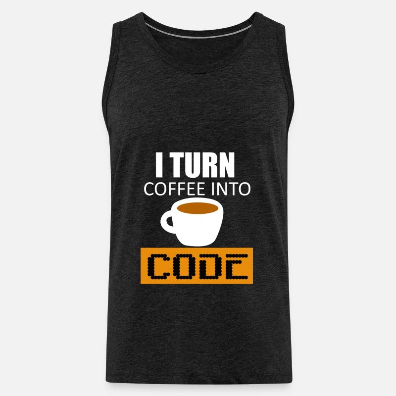 Kaffee in Code verwandeln - Männer Premium Bio Tank Top - Anthrazit