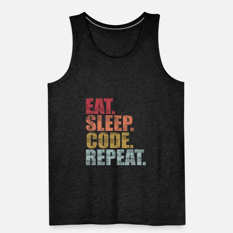 Mangez le code de sommeil répéter Débardeur bio Premium Homme