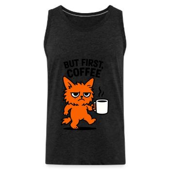 Mais d’abord chat café - Débardeur bio Premium Homme - charbon - Devant - Alexander (188cm)