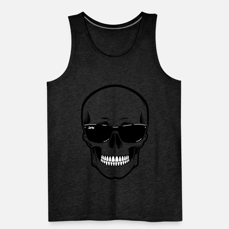 Linienschädel Spike schwarz kontrastiert mit einem Lächeln Männer Premium Bio Tank Top