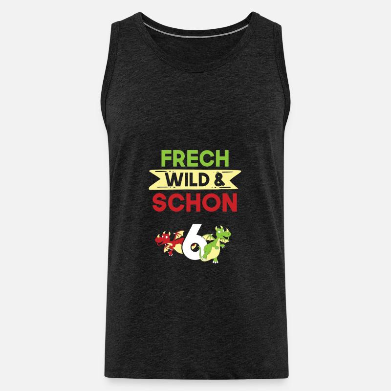 6 Jahre Geburtstag Junge Mädchen Drachen - Männer Premium Bio Tank Top - Anthrazit