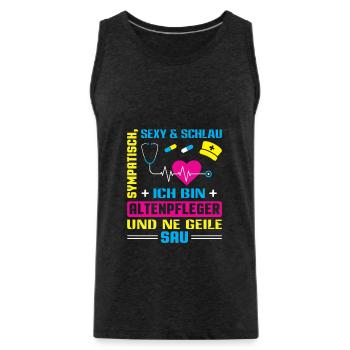 Altenpfleger Geschenk Altenpflege Pflegefachkraft - Männer Premium Bio Tank Top - Anthrazit - Vorne - Alexander (188cm)