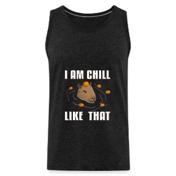Capybara Je suis Chill Like That Orange mème - Débardeur bio Premium Homme - charbon - Devant - Alexander (188cm)