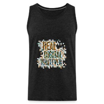 Statement: Real. Digital. Whatever. - Men's Premium Organic Tank Top - charcoal grey - Front - Alexander (188cm)