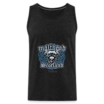 Malt Whiskey Malthead Celtic Braid Pattern - Men's Premium Organic Tank Top - charcoal grey - Front - Alexander (188cm)