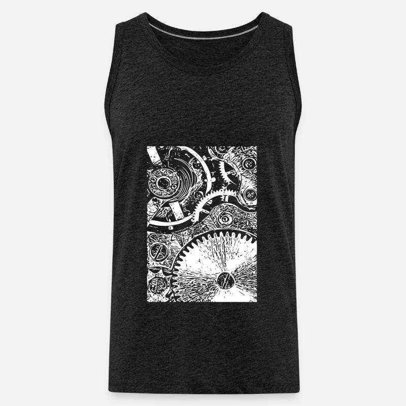 Clockwork white - Men's Premium Organic Tank Top - charcoal grey