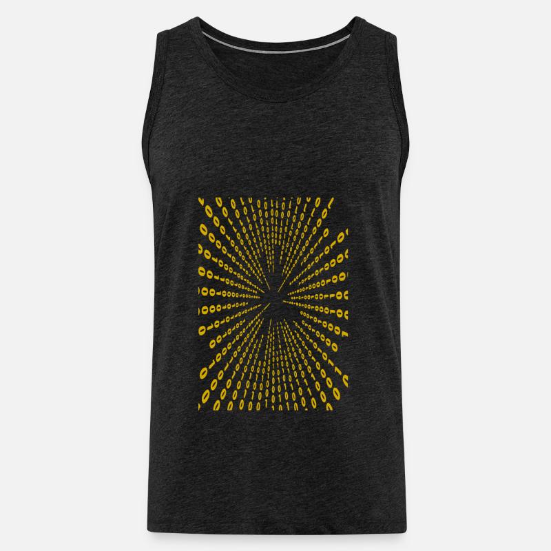 Binary code (yellow) - Men's Premium Organic Tank Top - charcoal grey