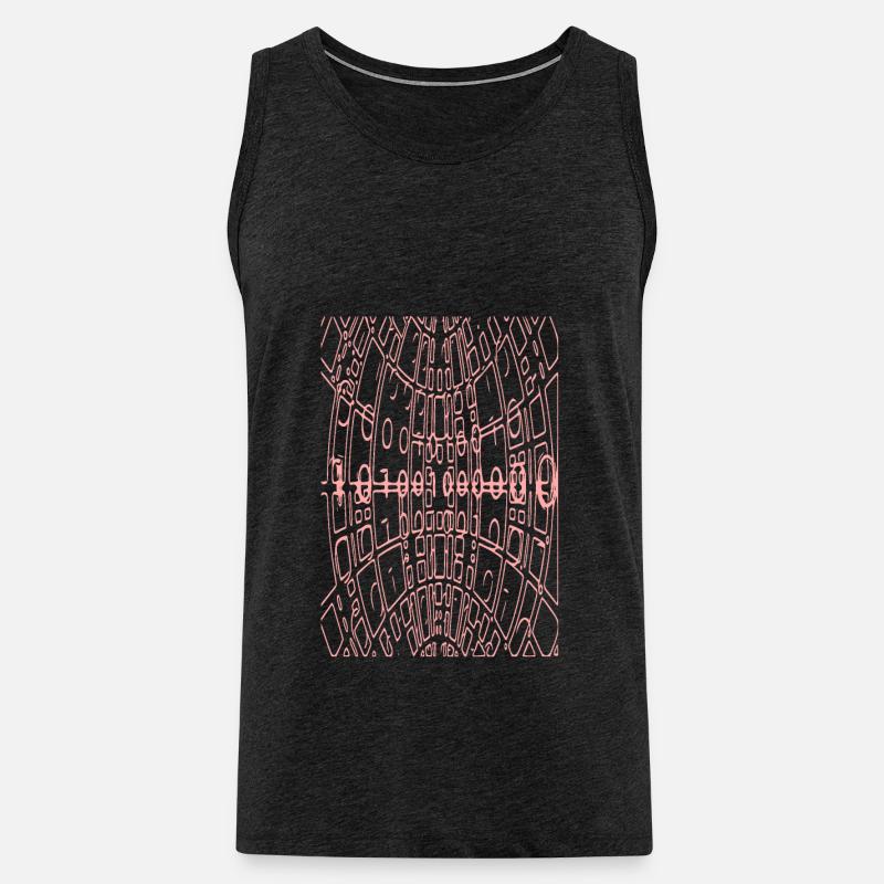 Binary Code Abstract (pink) - Men's Premium Organic Tank Top - charcoal grey