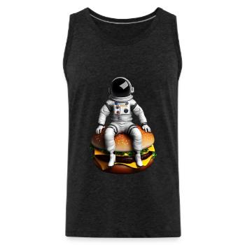 Space Astronaut Cheeseburger - Men's Premium Organic Tank Top - charcoal grey - Front - Alexander (188cm)