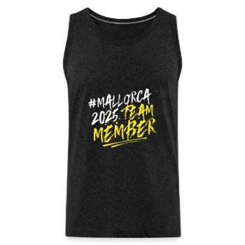 Mallorca 2025 Team - Men's Premium Organic Tank Top - charcoal grey - Front - Alexander (188cm)
