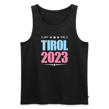Tyrol 2023 - Men's Premium Organic Tank Top - charcoal grey - Front - AI Model Male 185 dark (185cm)
