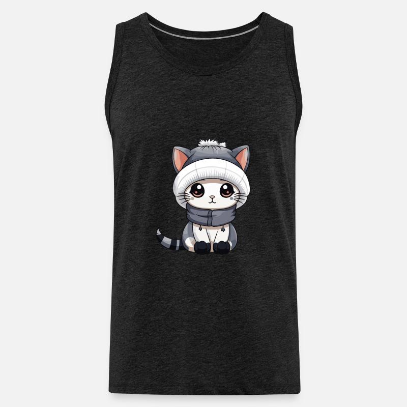Katze Winter Comic Niedlich - Männer Premium Bio Tank Top - Anthrazit