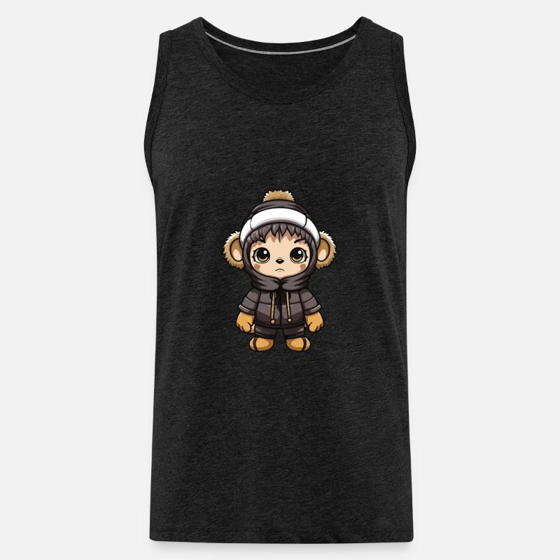 Affe Winter Comic Niedlich - Männer Premium Bio Tank Top - Anthrazit
