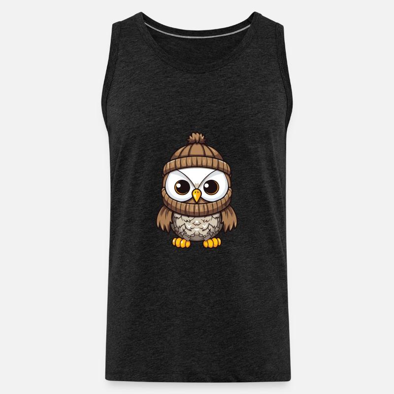 Eule Comic Winter Cozy - Männer Premium Bio Tank Top - Anthrazit