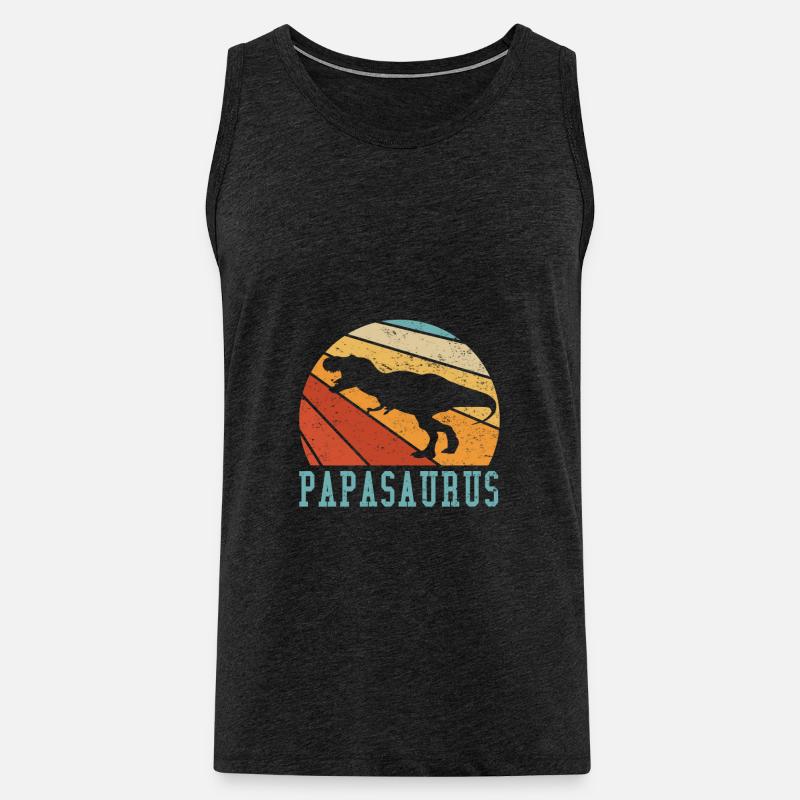 Papasaurus Papa Papi Vater Geschenkidee - Männer Premium Bio Tank Top - Anthrazit