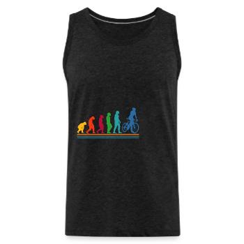 Human Evolution Bicycle Cyclist - Männer Premium Bio Tank Top - Anthrazit - Vorne - AI Model Male 185 dark (185cm)