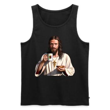 Jésus aimait le café - Débardeur bio Premium Homme - charbon - Devant - AI Model Male 185 dark (185cm)