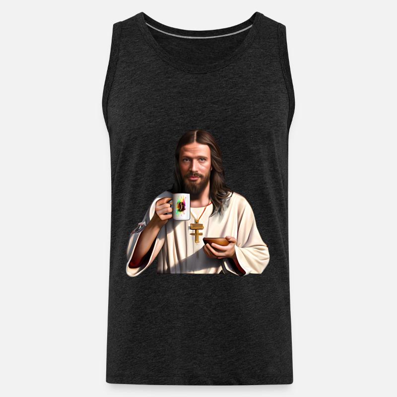 Jesus mochte Kaffee - Männer Premium Bio Tank Top - Anthrazit