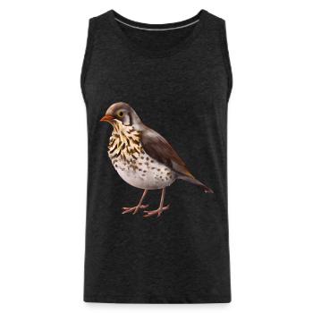 Grive oiseau - Débardeur bio Premium Homme - charbon - Devant - AI Model Male 185 dark (185cm)