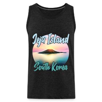 Jeju Island at sunset - Men's Premium Organic Tank Top - charcoal grey - Front - AI Model Male 185 dark (185cm)