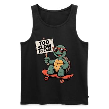 Schildkröte, Turtle -too slow to care Schild - Männer Premium Bio Tank Top - Anthrazit - Vorne - Alexander (188cm)