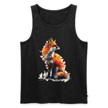 Geometrischer Fuchs Aquarell - Männer Premium Bio Tank Top - Anthrazit - Vorne - Alexander (188cm)