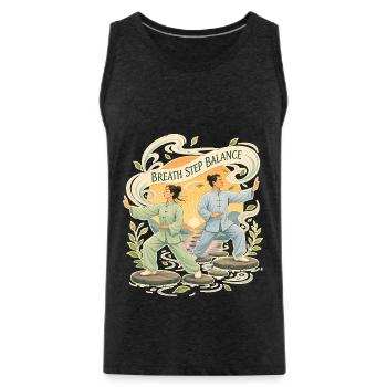 ÉQUILIBRE DU SOUFFLE - Débardeur bio Premium Homme - charbon - Devant - AI Model Male 185 dark (185cm)