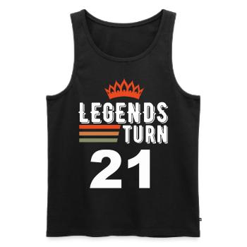 Les légendes ont 21 ans, 21 ans - Débardeur bio Premium Homme - charbon - Devant - AI Model Male 185 dark (185cm)