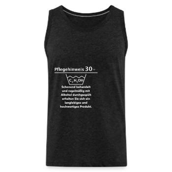 Care instructions 30 - 30th birthday shirt - Men's Premium Organic Tank Top - charcoal grey - Front - Alexander (188cm)