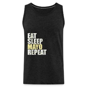 Eat Sleep Mayo Repeat Mayonnaise French Fries Gift - Men's Premium Organic Tank Top - charcoal grey - Front - AI Model Male 185 dark (185cm)