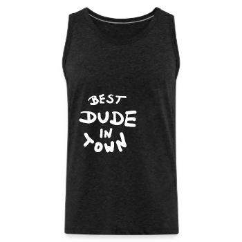 Best Dude City - Men's Premium Organic Tank Top - charcoal grey - Front - Alexander (188cm)