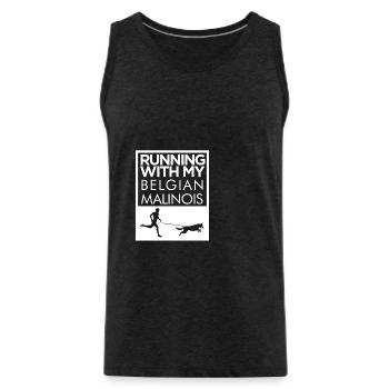 Maillot de course malinois - Débardeur bio Premium Homme - charbon - Devant - AI Model Male 185 dark (185cm)