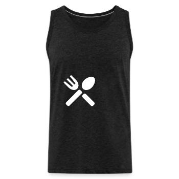 Couverts Alimentaires Blanc - Débardeur bio Premium Homme - charbon - Devant - AI Model Male 185 dark (185cm)
