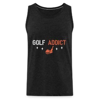 Golf addict - Men's Premium Organic Tank Top - charcoal grey - Front - AI Model Male 185 dark (185cm)