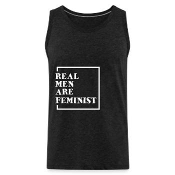 Les vrais hommes sont des féministes - Débardeur bio Premium Homme - charbon - Devant - Alexander (188cm)
