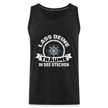 Lass deine Träume in See stechen - Männer Premium Bio Tank Top - Anthrazit - Vorne - AI Model Male 185 dark (185cm)