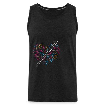 Heart Music Notes Flute - Männer Premium Bio Tank Top - Anthrazit - Vorne - Alexander (188cm)