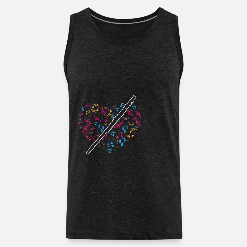 Heart Music Notes Flute - Männer Premium Bio Tank Top - Anthrazit