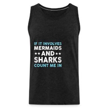 Funny Mermaids And Sharks - Männer Premium Bio Tank Top - Anthrazit - Vorne - AI Model Male 185 dark (185cm)