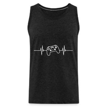Game Controller Herzschlag - Männer Premium Bio Tank Top - Anthrazit - Vorne - AI Model Male 185 dark (185cm)